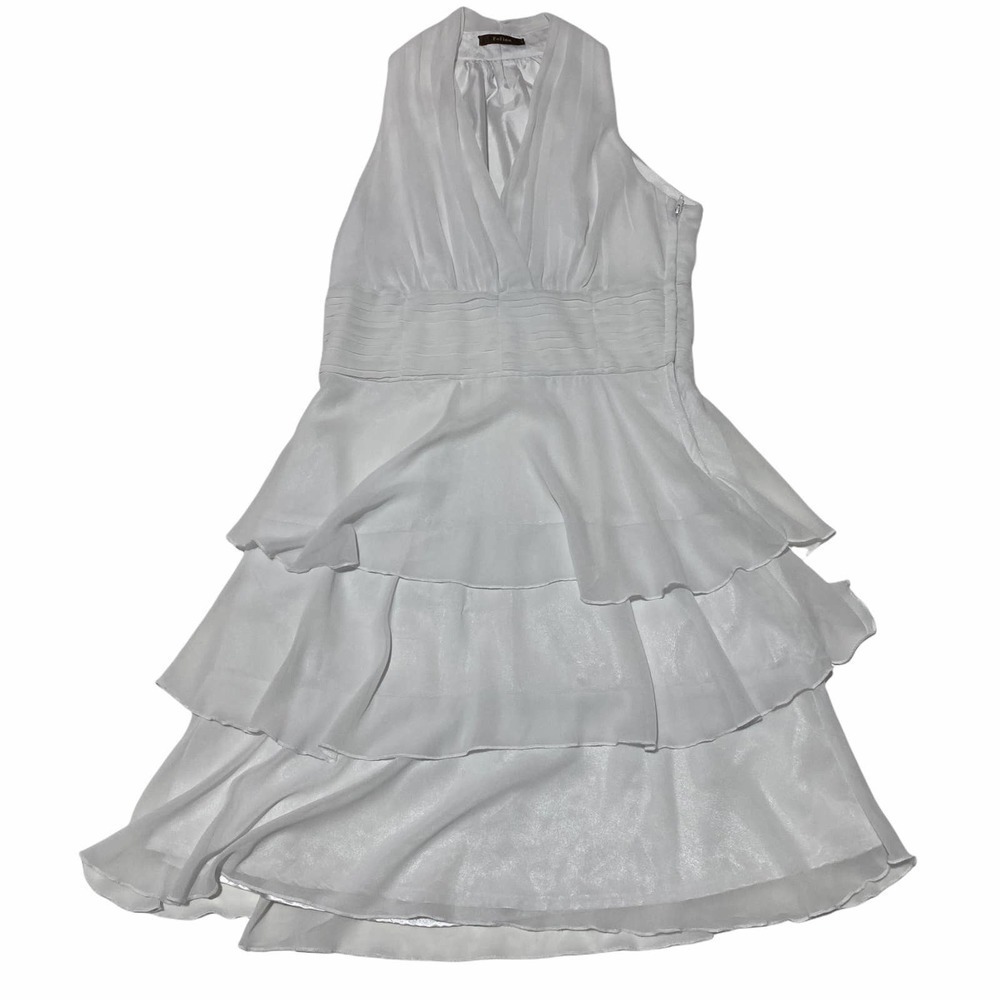 FELINE White Ruffled Halter Fit & Flare Dress - Picture 6 of 12